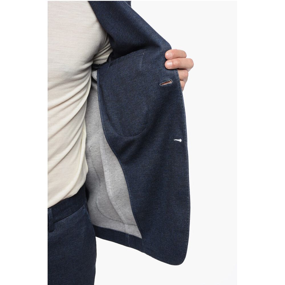 Corneliani CC COLLECTION Cotton Blend Suit with Notch Lapel and Patch P - Image 6