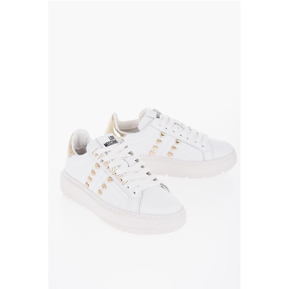 Moschino LOVE Quilted Leather BOLD40 Low-Top Sneakers with Golden Eff