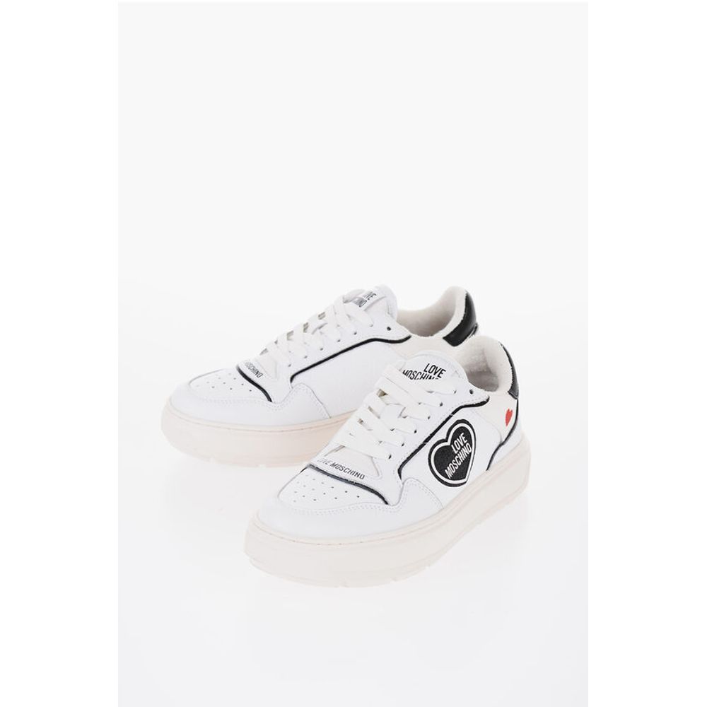 Moschino LOVE Textured Leather BOLD40 Low-Top Sneakers with Contrast