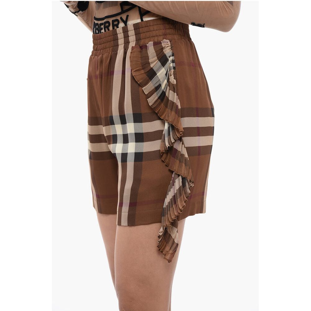 Burberry Chiffon Checked Shorts with Ruffles Detailing - Image 3