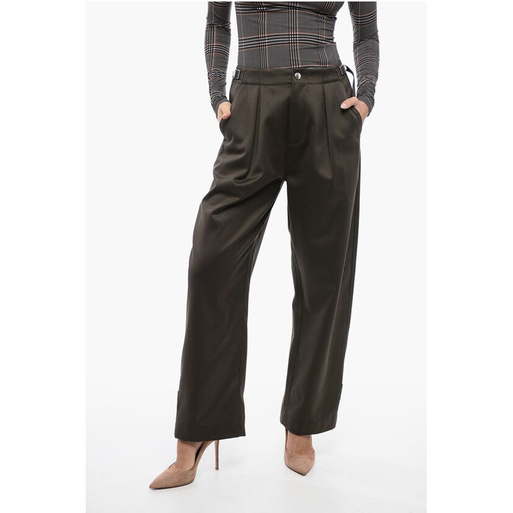 Burberry Pleated Baloon-Fit Pants with Half-Belt