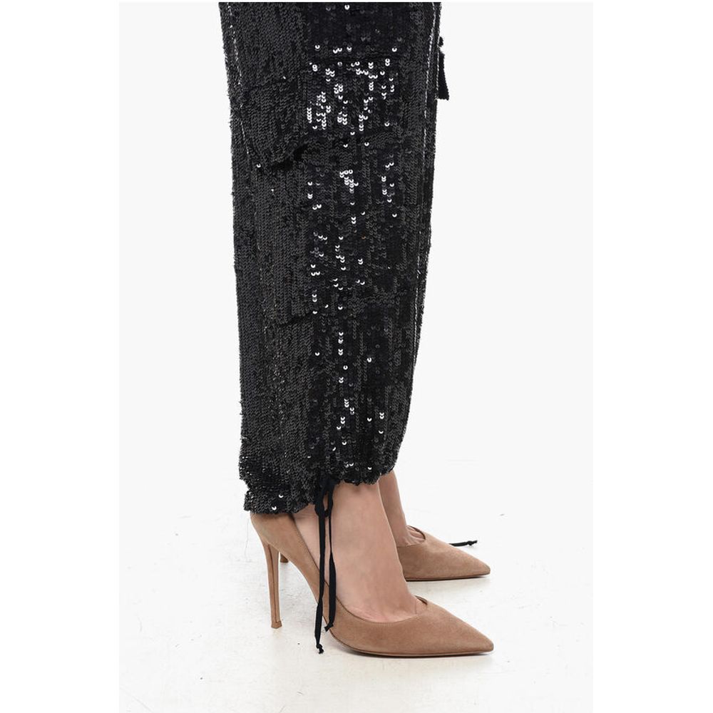 Parosh Sequined Cargo Pants with Draw-String - Image 4