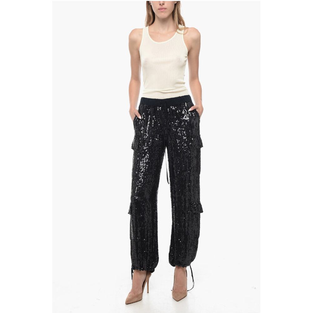 Parosh Sequined Cargo Pants with Draw-String - Image 5