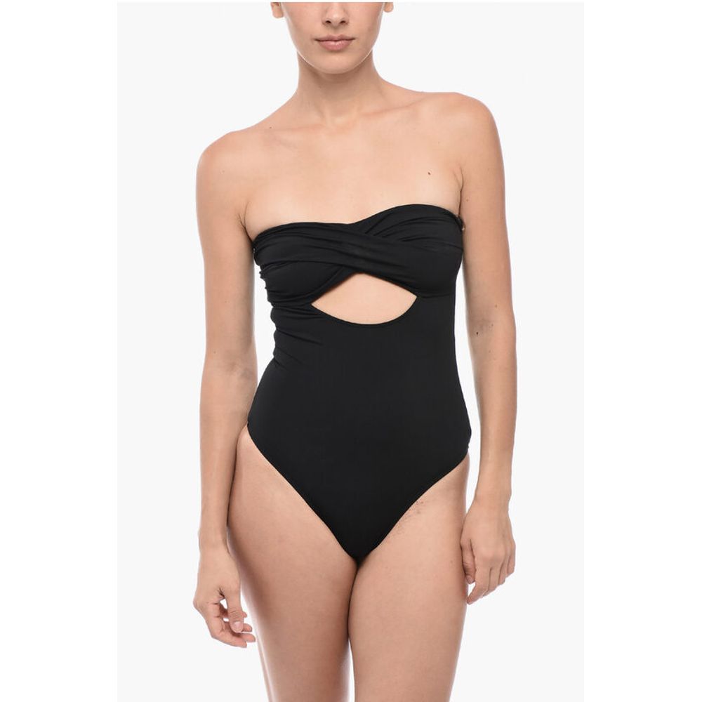 AllSaints Strapless TATUM One-Piece Swimsuit with Cut-Out Detail