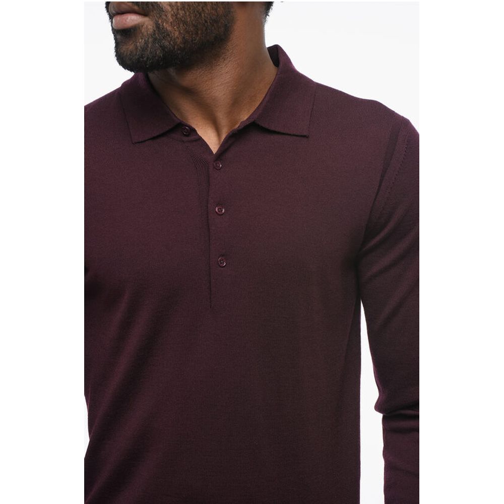 Corneliani CC COLLECTION Solid Color Wool Sweater with Polo Neck - Image 3