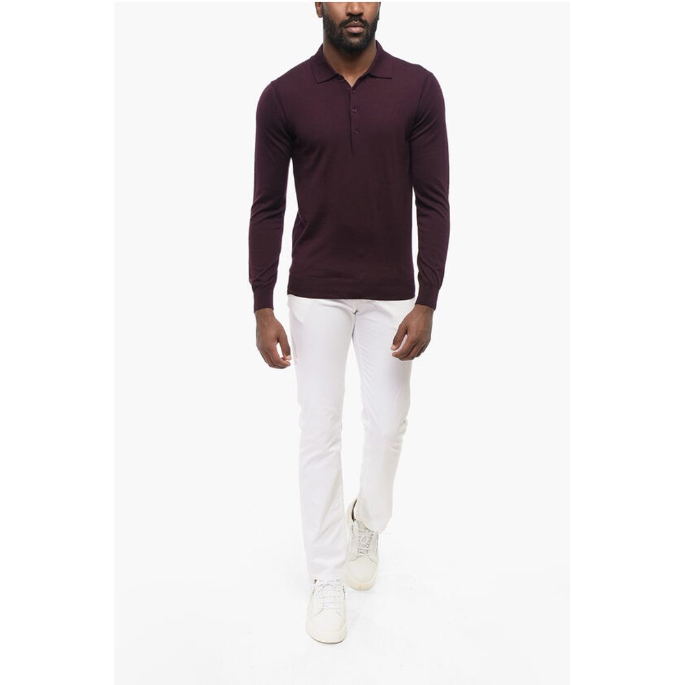 Corneliani CC COLLECTION Solid Color Wool Sweater with Polo Neck - Image 4