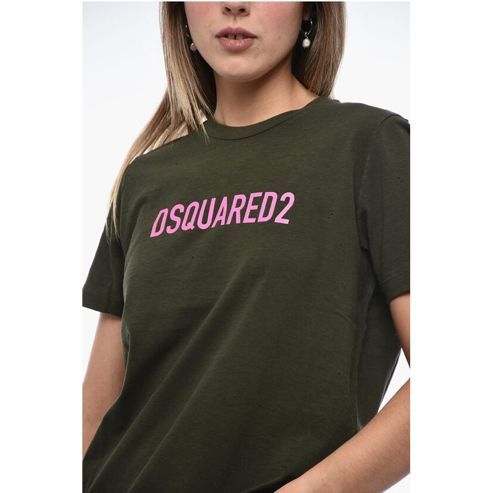 Dsquared² Distressed T-Shirt with Logo Print - Image 3