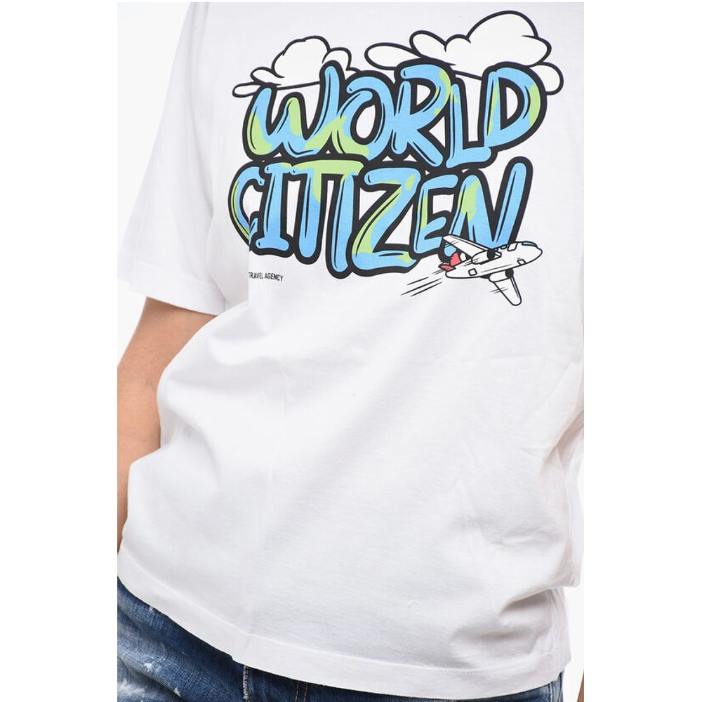 Dsquared² Crew Neck WORLD CITIZEN Cotton T-Shirt - Image 3