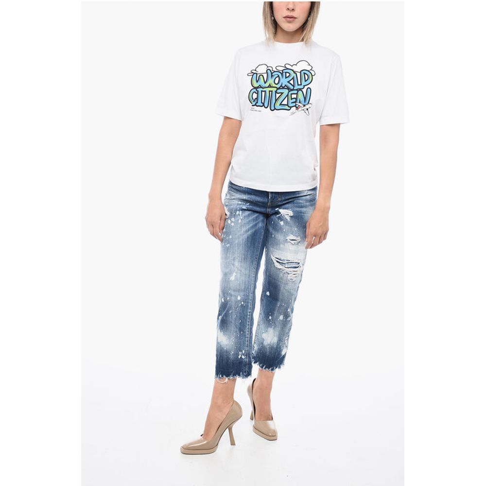Dsquared² Crew Neck WORLD CITIZEN Cotton T-Shirt - Image 4