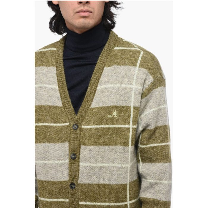 Awake New York Two-tone Striped V-Neck Cardigan - Image 3