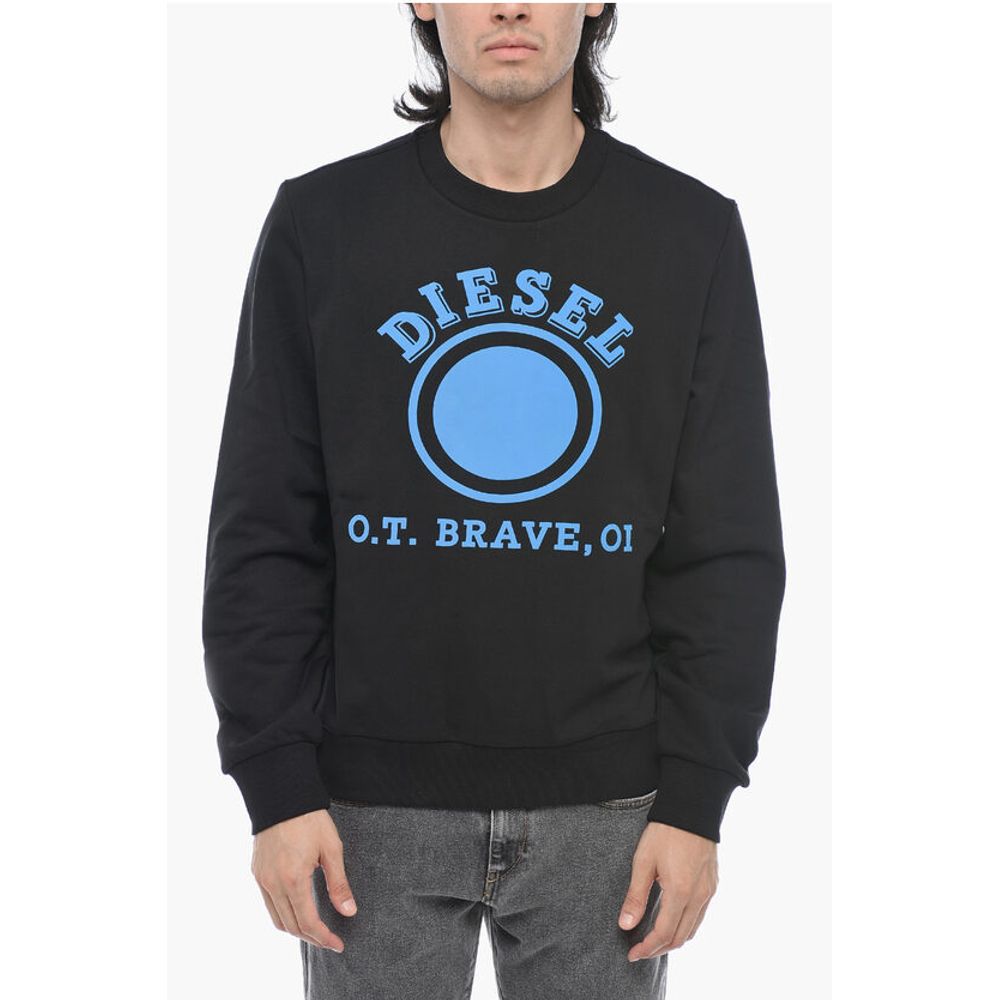 Diesel Felpa Girocollo S-GINN-K35 In Cotone Garzato Con Stampa Logo