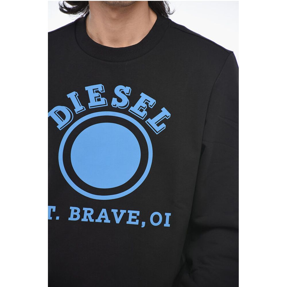 Diesel Felpa Girocollo S-GINN-K35 In Cotone Garzato Con Stampa Logo - Image 3