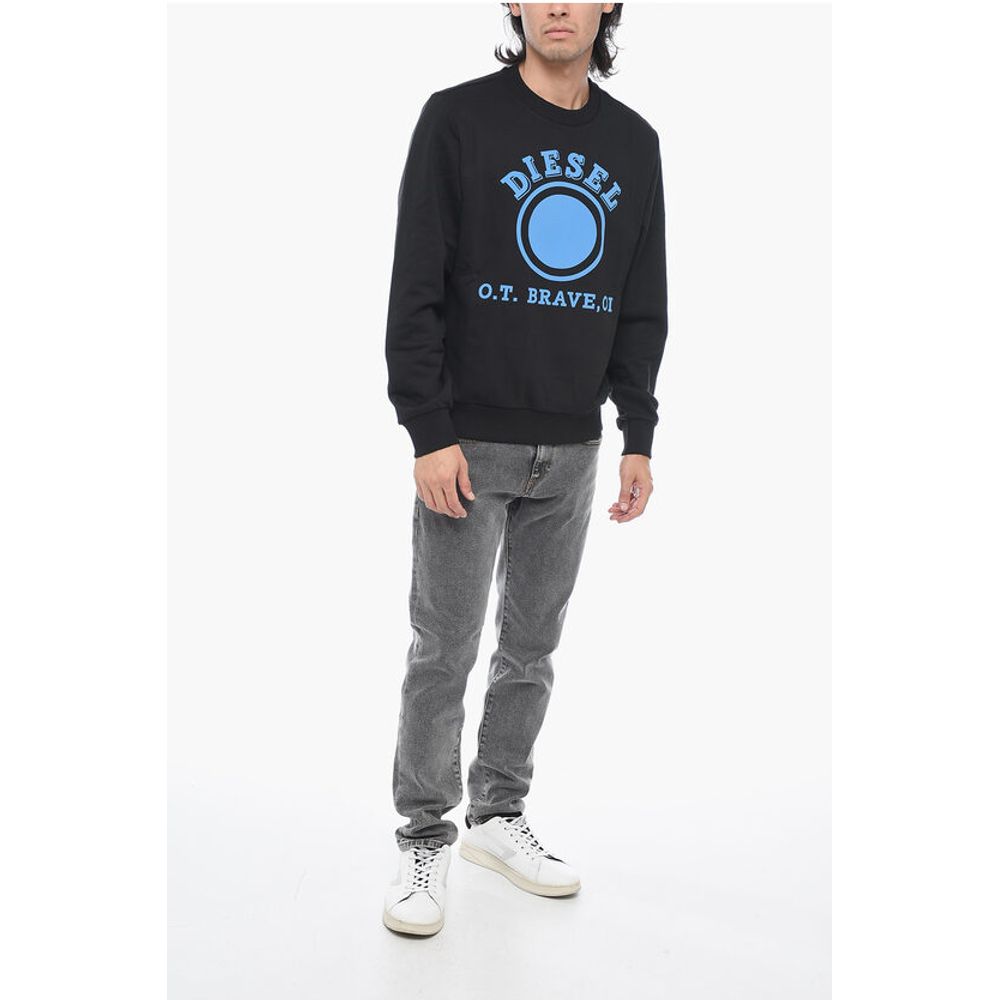 Diesel Felpa Girocollo S-GINN-K35 In Cotone Garzato Con Stampa Logo - Image 4