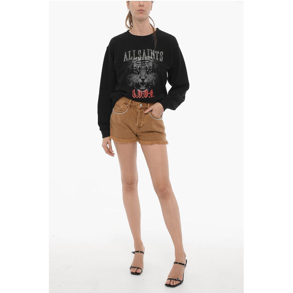 AllSaints Frayed Hem HEIDI Shorts with Studs - Image 4