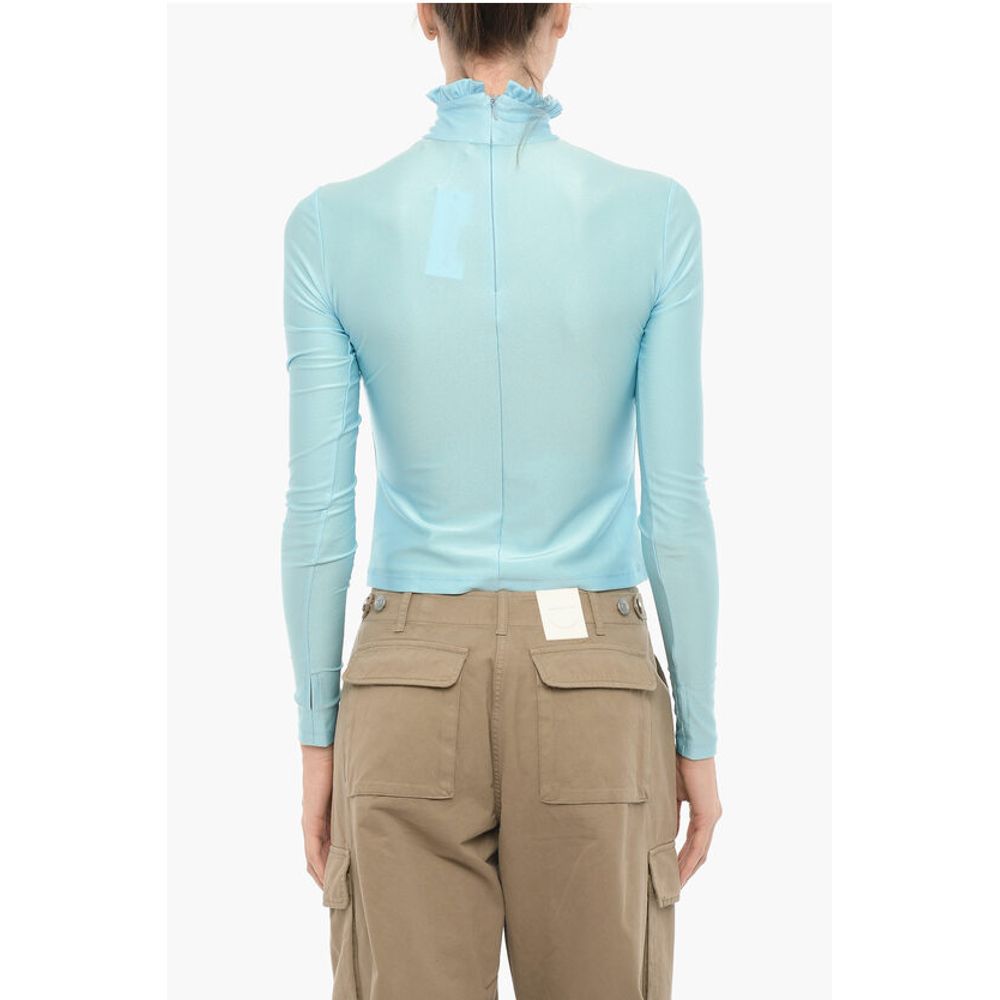 Adriana Hot Couture Turtleneck Top with Rhinestone Logo - Image 2