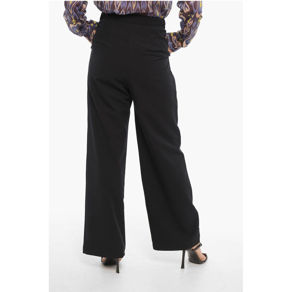 Wide Leg Stretch Fabric Single-Pleat Pants - Image 2