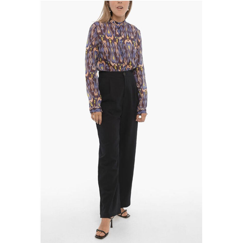 Wide Leg Stretch Fabric Single-Pleat Pants - Image 4