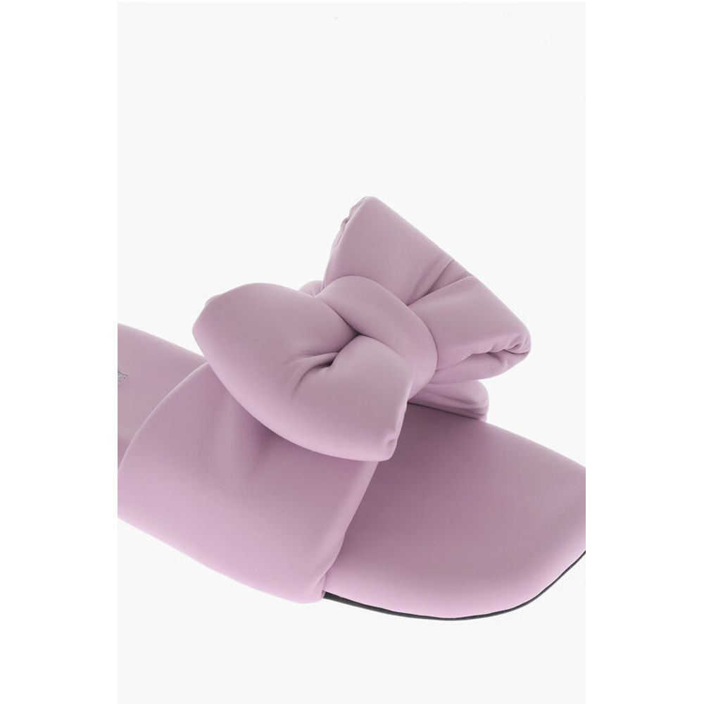 Off-White Padded Leather Sandals with Maxi Bow - Image 4