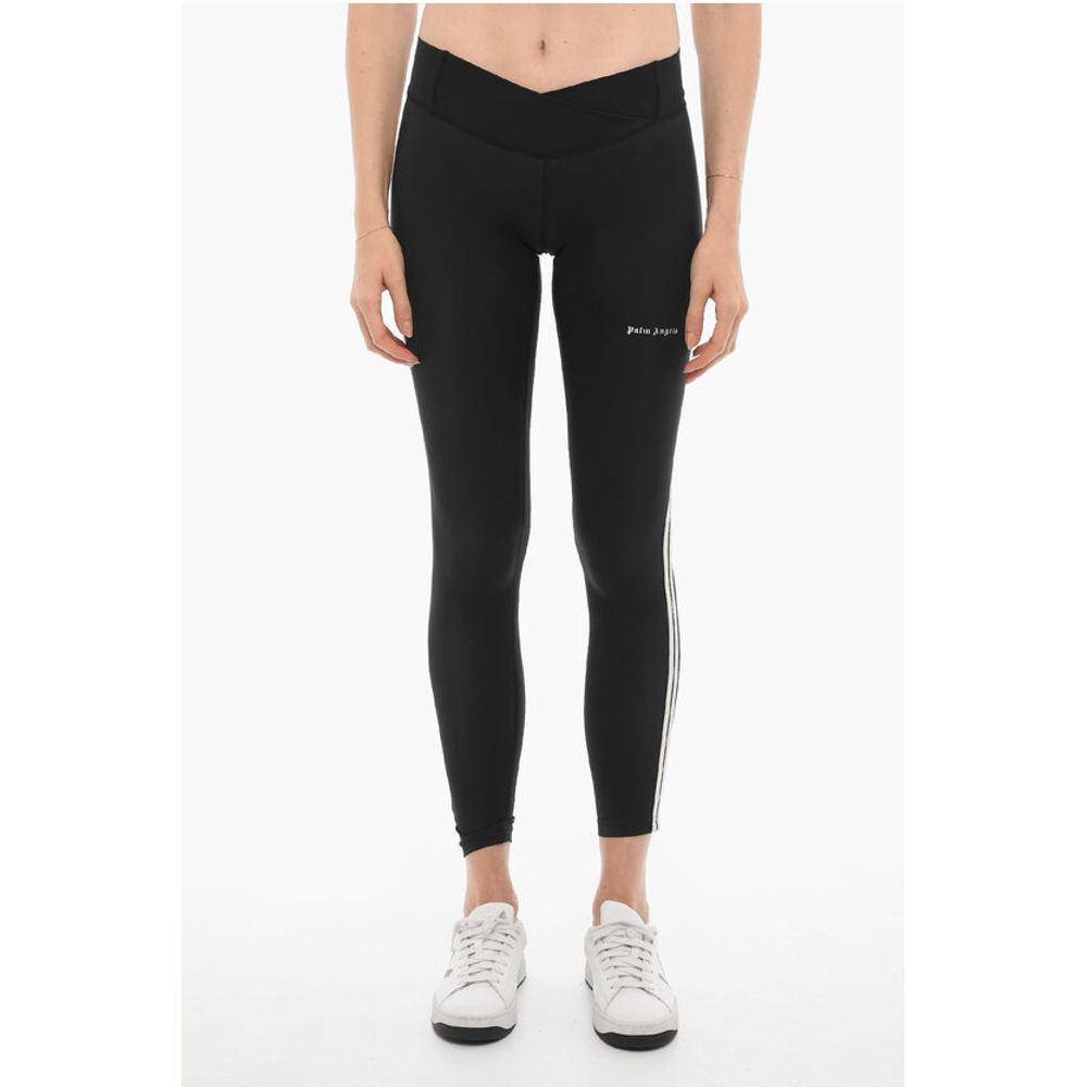 Palm Angels Solid Color Active Leggings with Contrasting Side Band