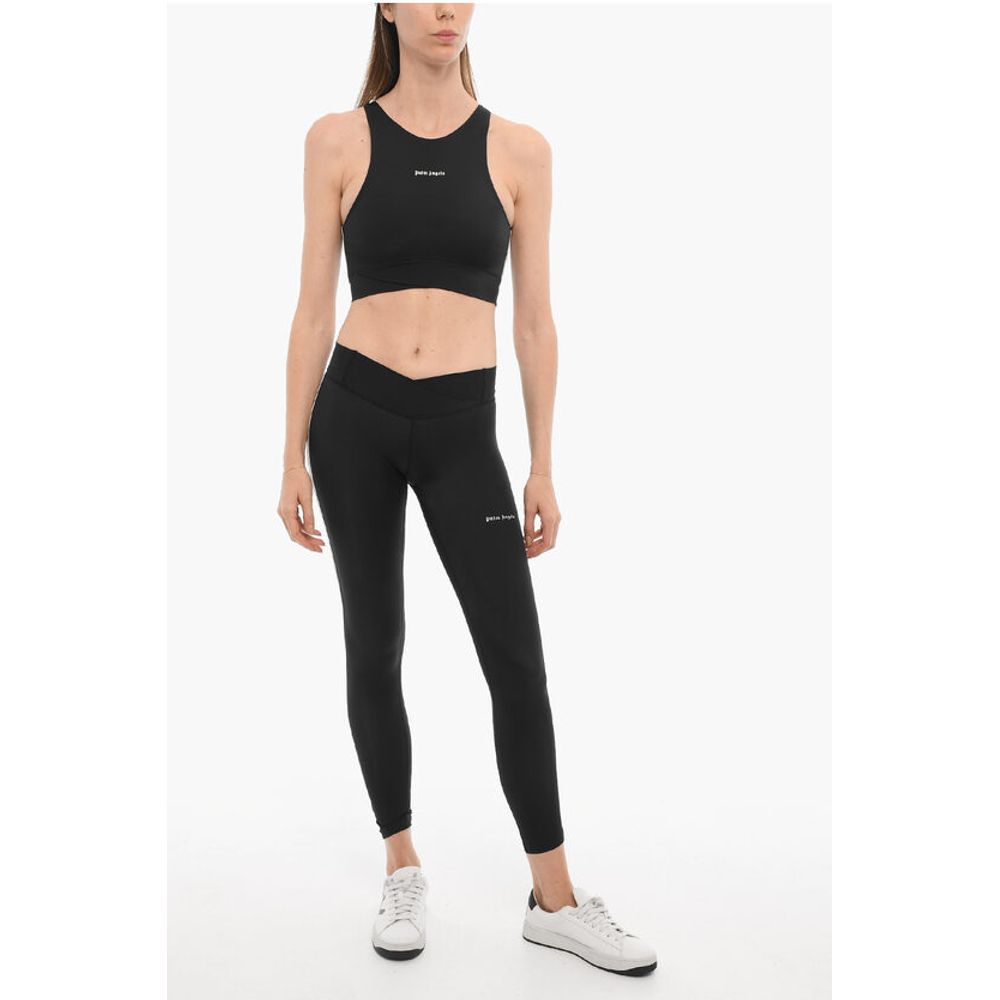 Palm Angels Solid Color Active Leggings with Contrasting Side Band - Image 4