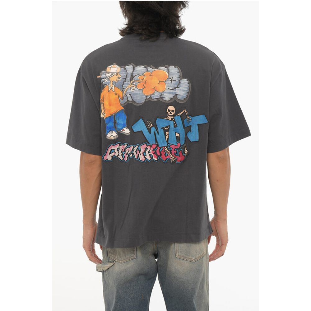 Off-White SEASONAL Crew-neck T-Shirt with Graffiti Print - Image 2