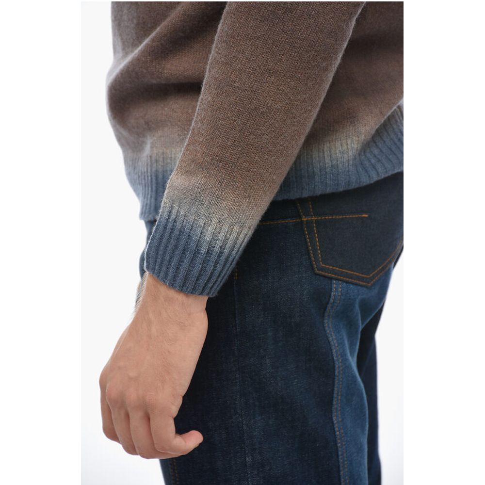 Altea Crew Neck Cashmere Blend Sweater with Degradè Bottom - Image 3