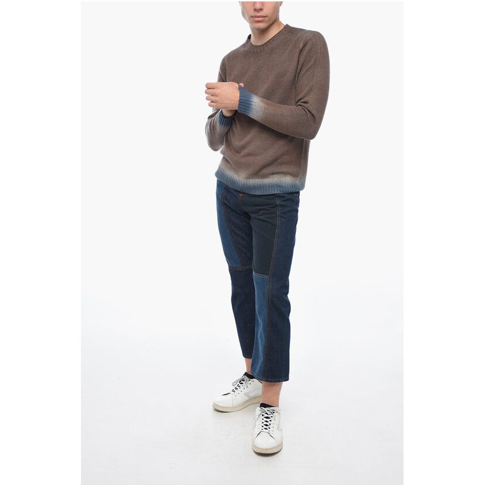 Altea Crew Neck Cashmere Blend Sweater with Degradè Bottom - Image 4