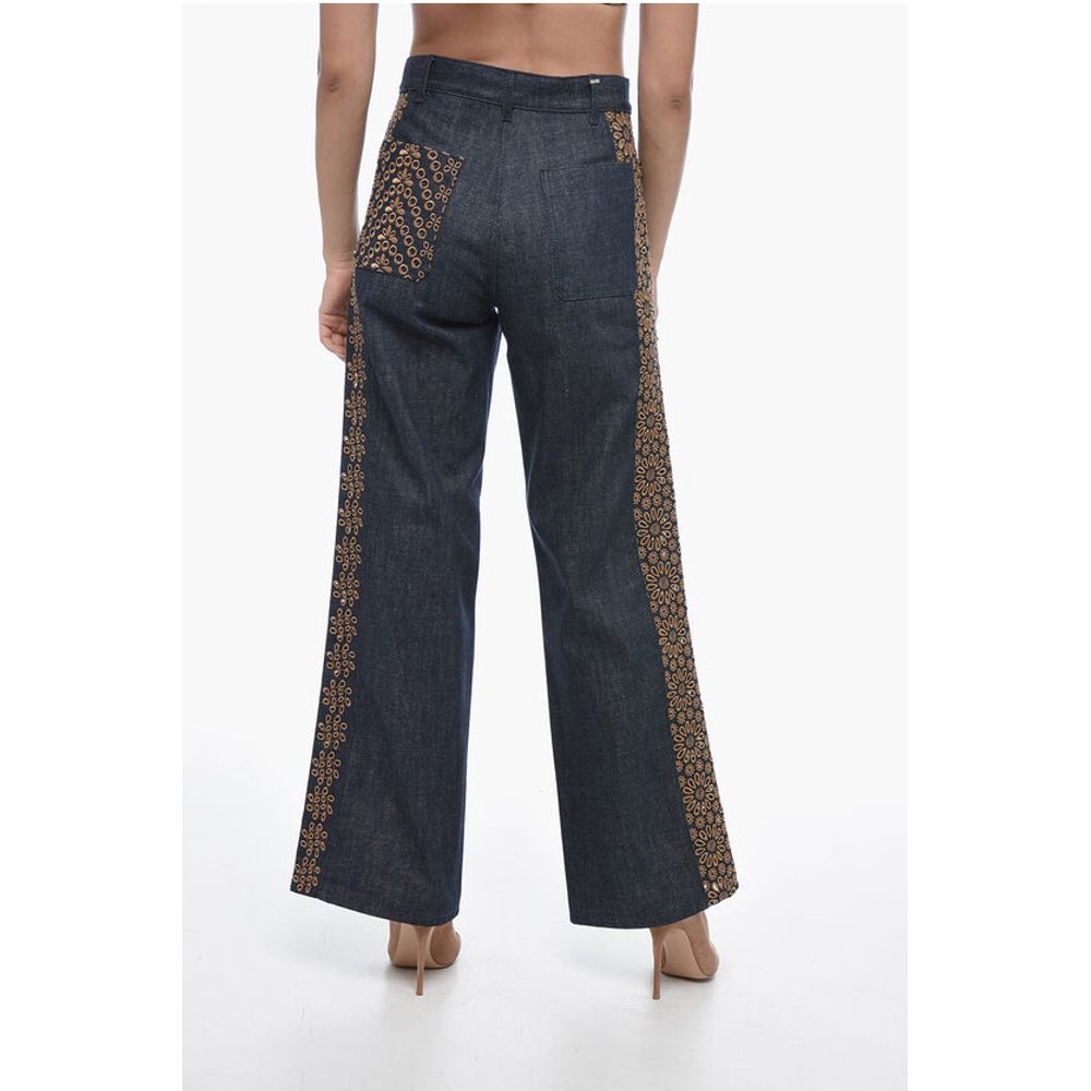 Dior Dark Wash Palazzo Denims with Embroideries 28cm - Image 2