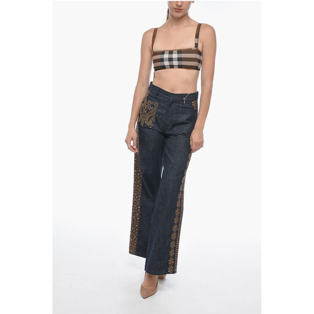 Dior Dark Wash Palazzo Denims with Embroideries 28cm - Image 4