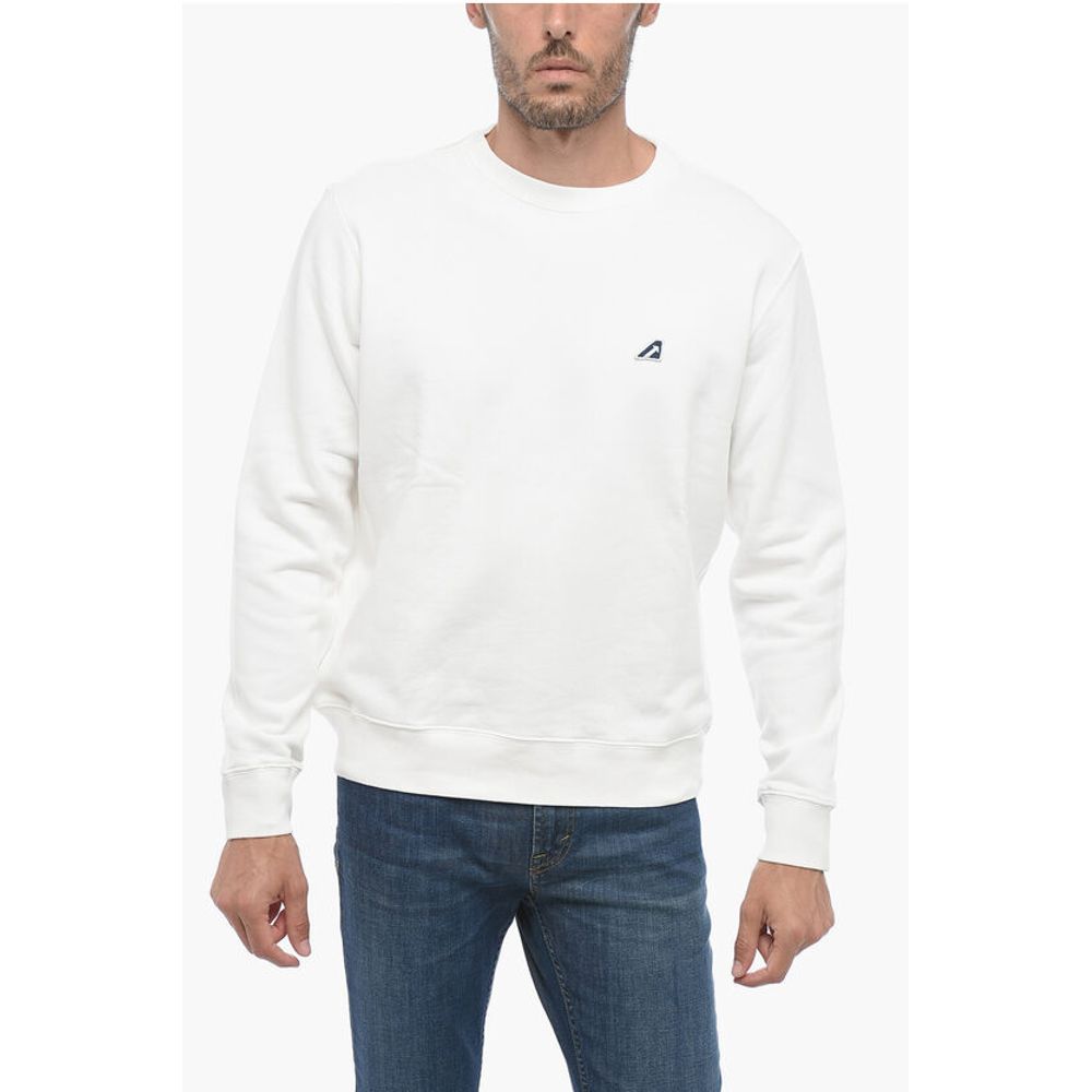 Autry Embroidered Logo Brushed Cotton Crewneck Sweatshirt