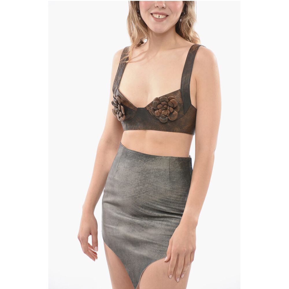 BAIA Leather Bra Top with Embossed Details