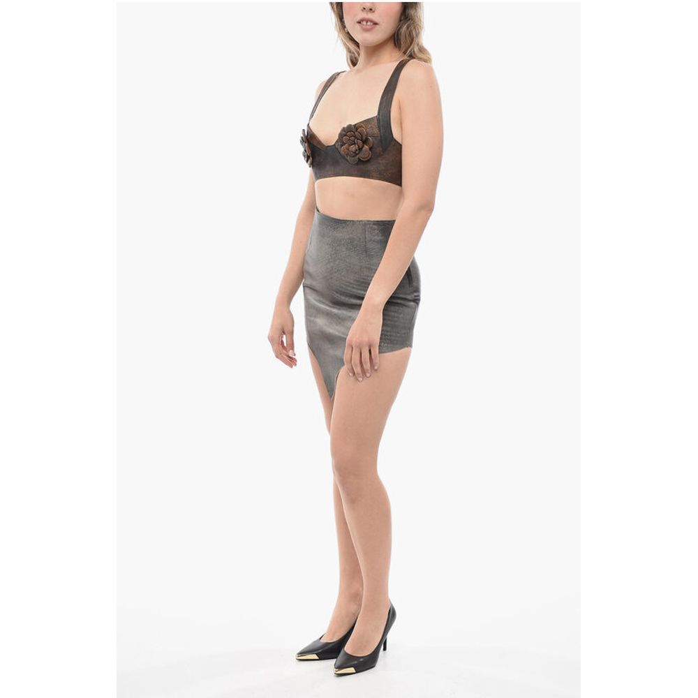 BAIA Leather Bra Top with Embossed Details - Image 4