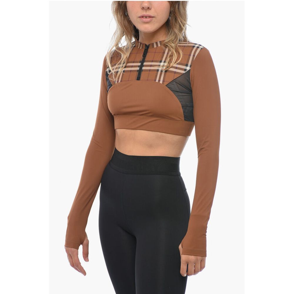 Burberry Tartan Crop Top with Mesh Inserts