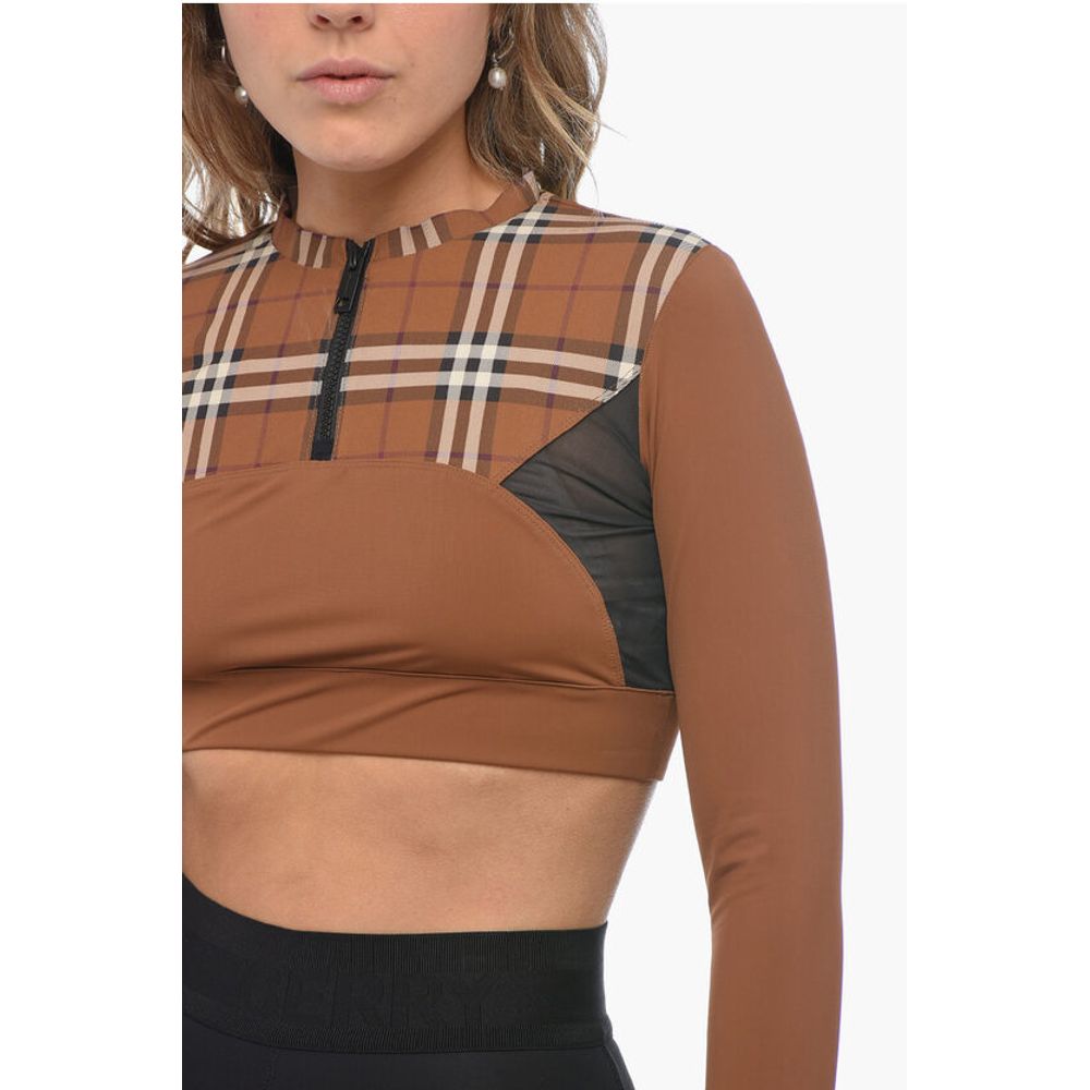 Burberry Tartan Crop Top with Mesh Inserts - Image 3