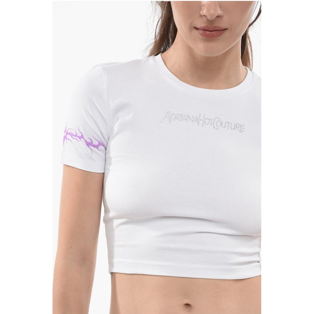 Adriana Hot Couture Rhinestone Logo Crew-neck t-Shirt - Image 3