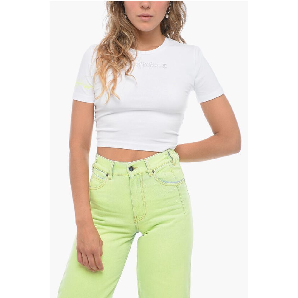 Adriana Hot Couture Rhinestoned GLITTER TATTOO Cropped Fit T-Shirt