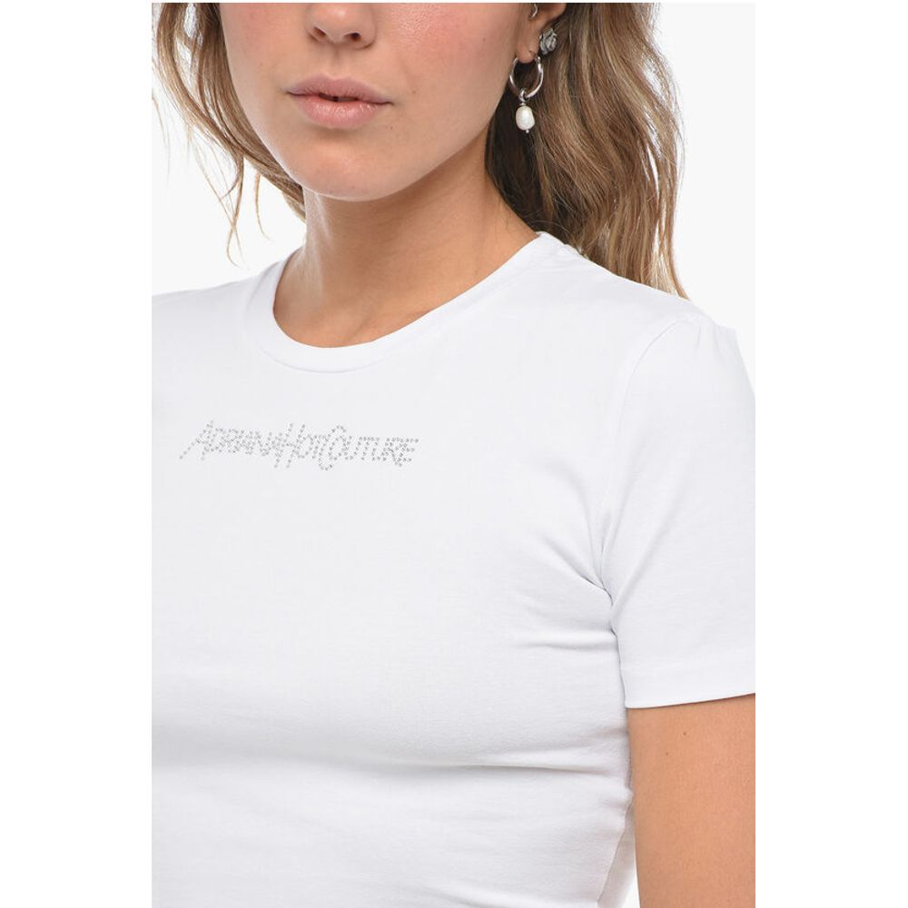 Adriana Hot Couture Rhinestoned GLITTER TATTOO Cropped Fit T-Shirt - Image 3