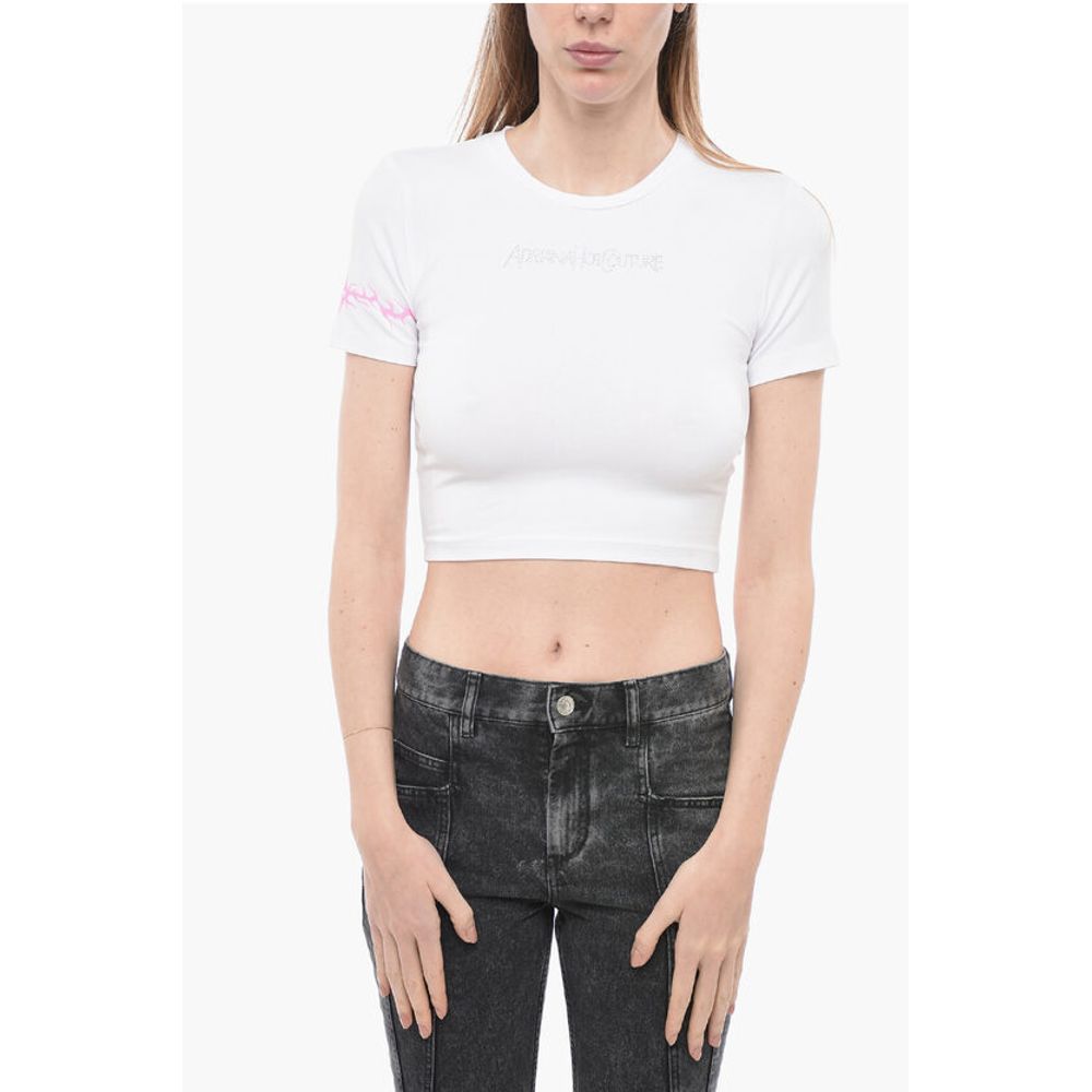 Adriana Hot Couture Rhinestone Logo Crew-neck t-Shirt