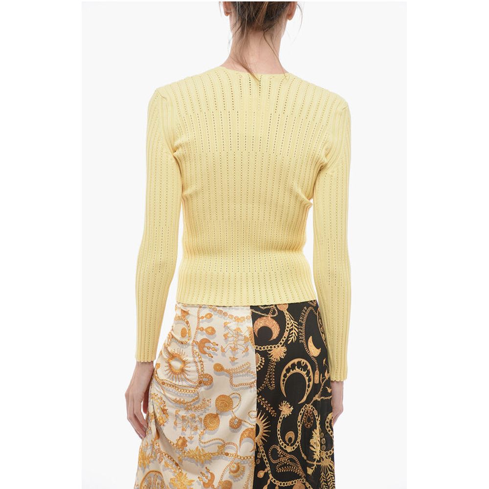 Aeron V-Neck Stretch Fabric Ribbed SHARA Sweater - Image 2