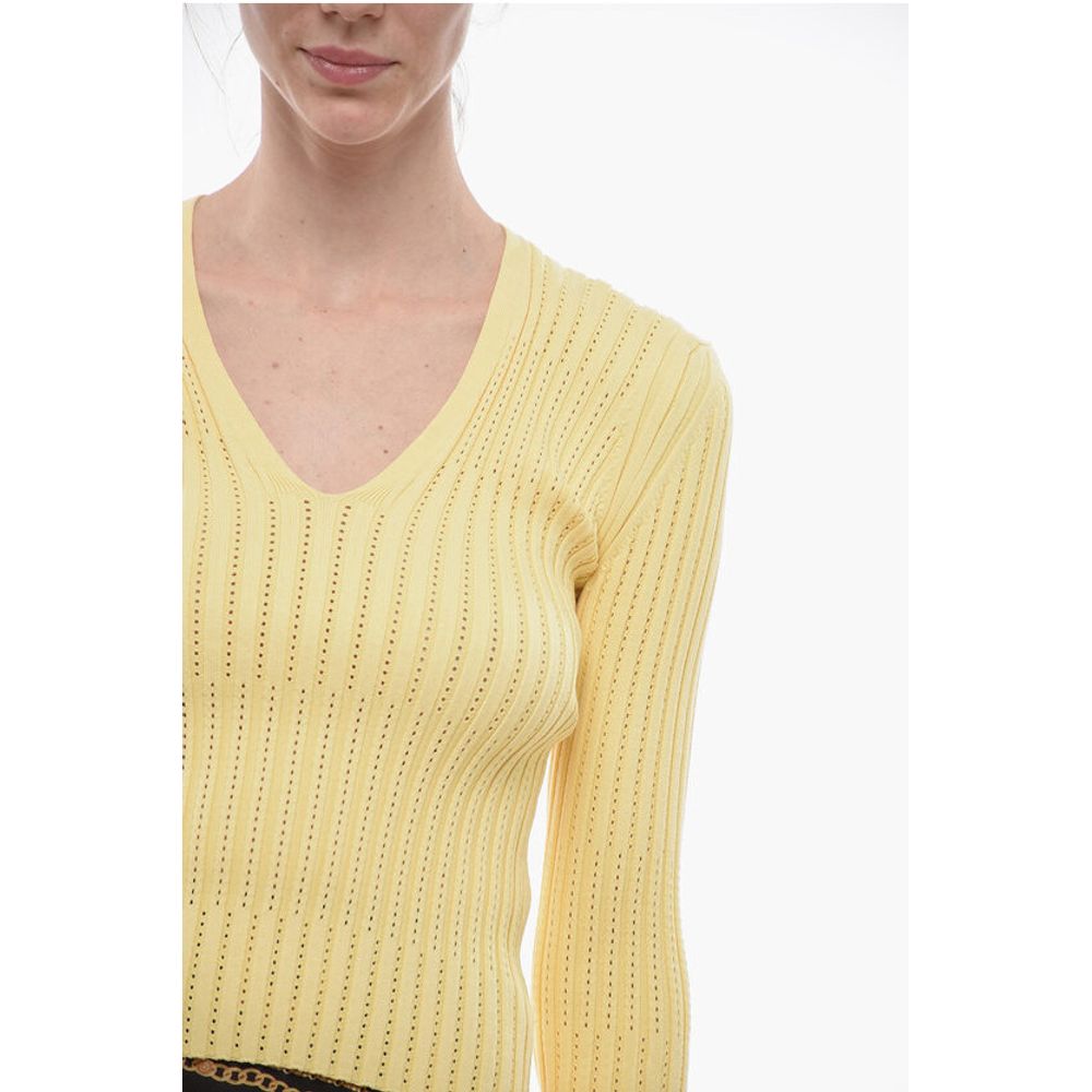 Aeron V-Neck Stretch Fabric Ribbed SHARA Sweater - Image 3