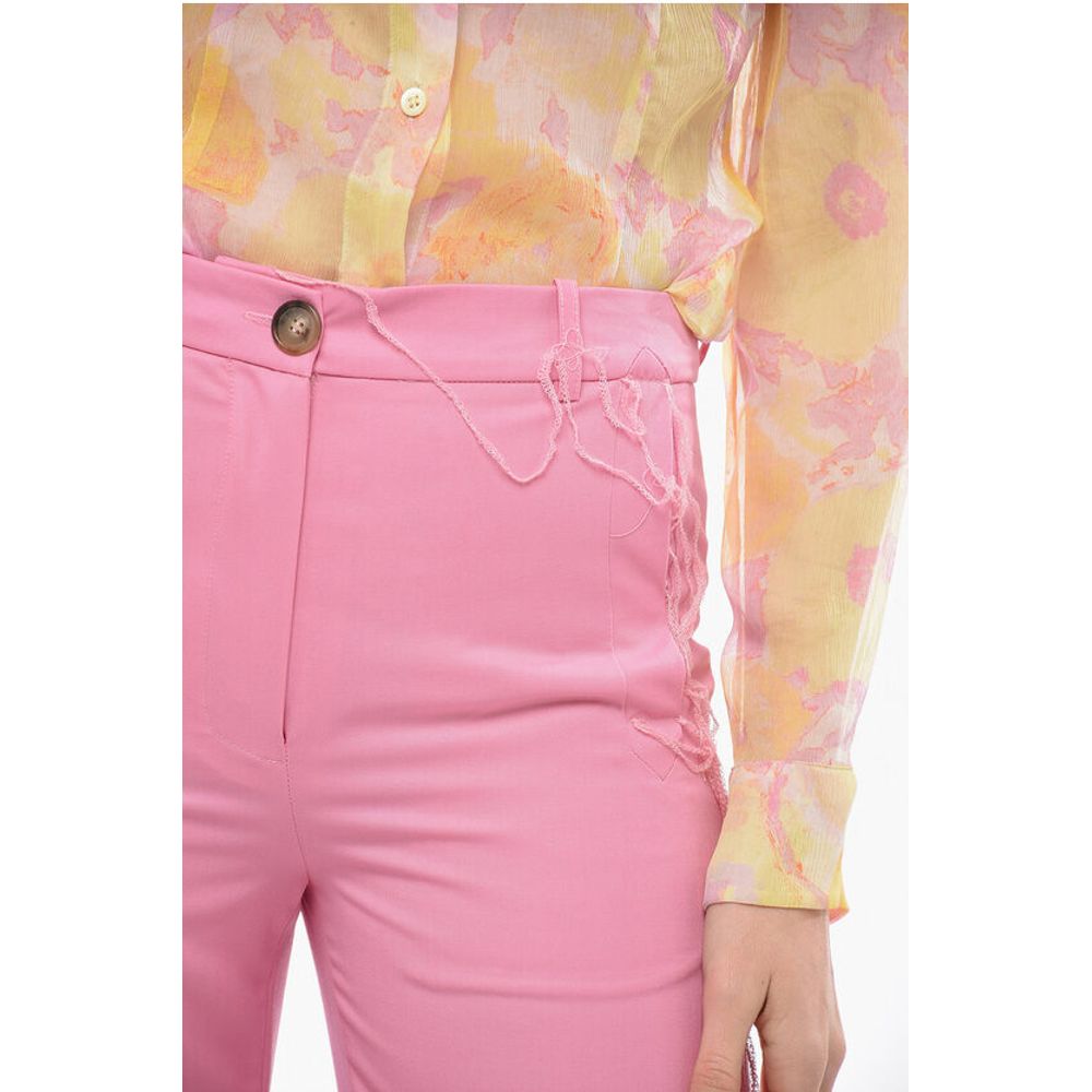 Julfer Palazzo Wool Pants with Frayed Details - Image 3