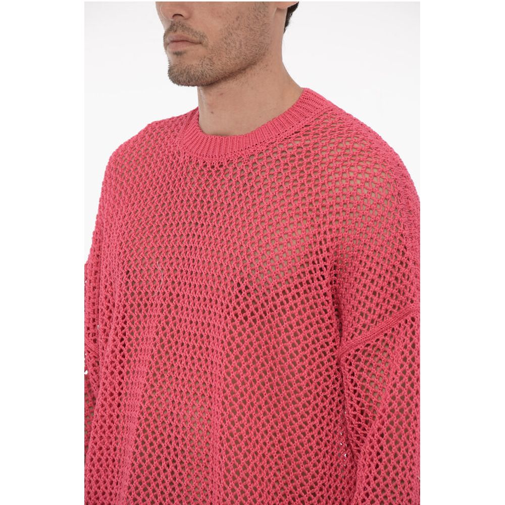Perforated Cotton Crew-Neck Maxi Sweater - Image 3