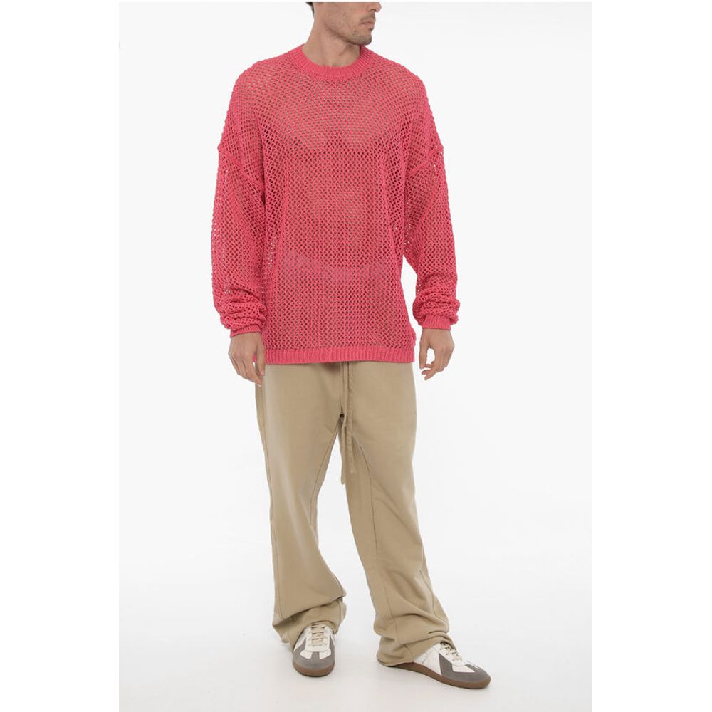 Perforated Cotton Crew-Neck Maxi Sweater - Image 4