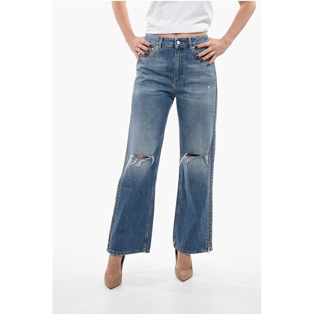 Stella McCartney Cropped Straight Fit Denims with Side Zips 26cm