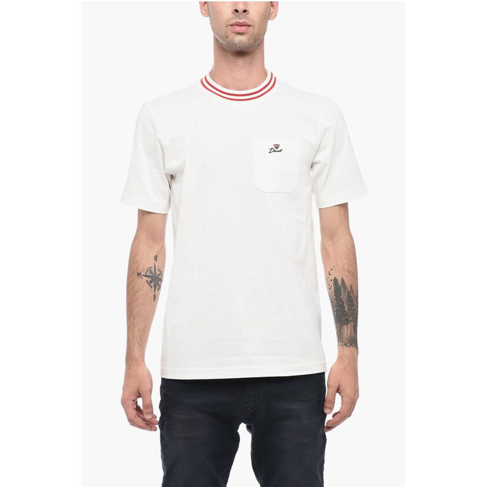 Diesel Crew-Neck JUST T-shirt with Contrast Trim and Breast Pocket