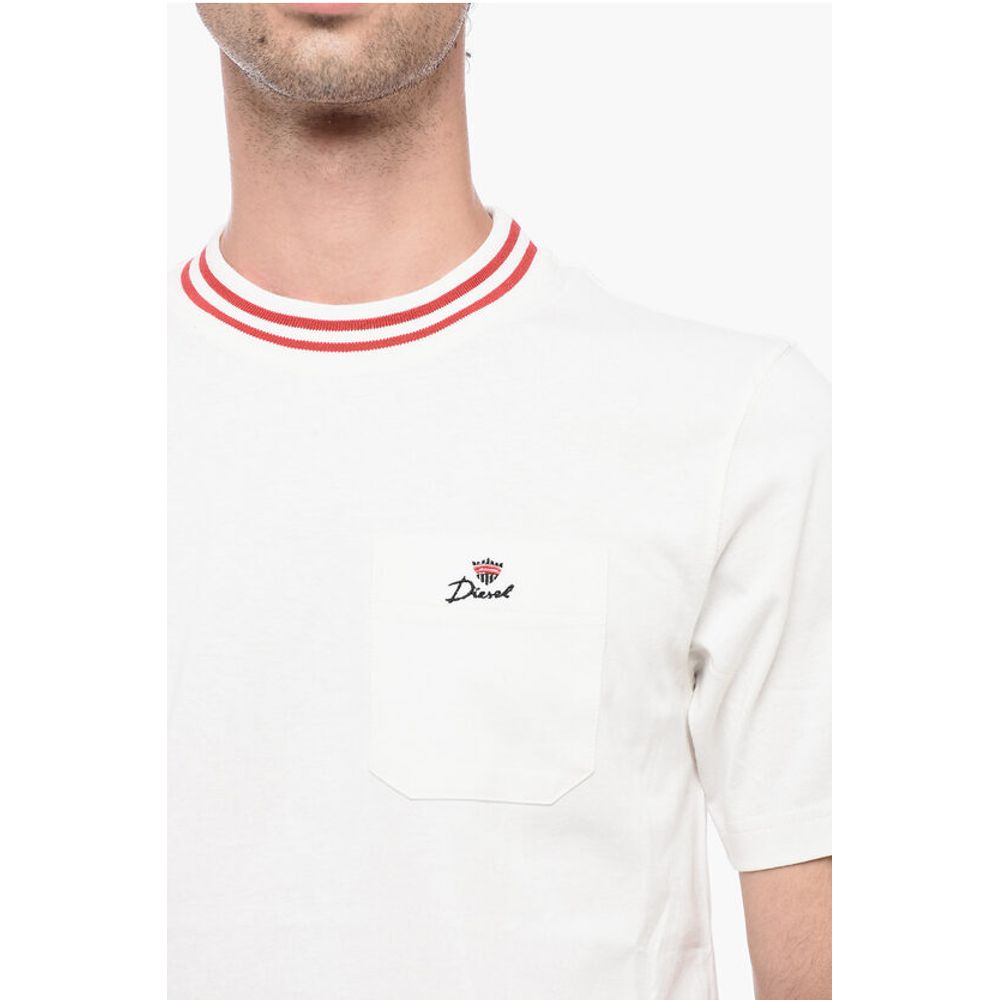 Diesel Crew-Neck JUST T-shirt with Contrast Trim and Breast Pocket - Image 3