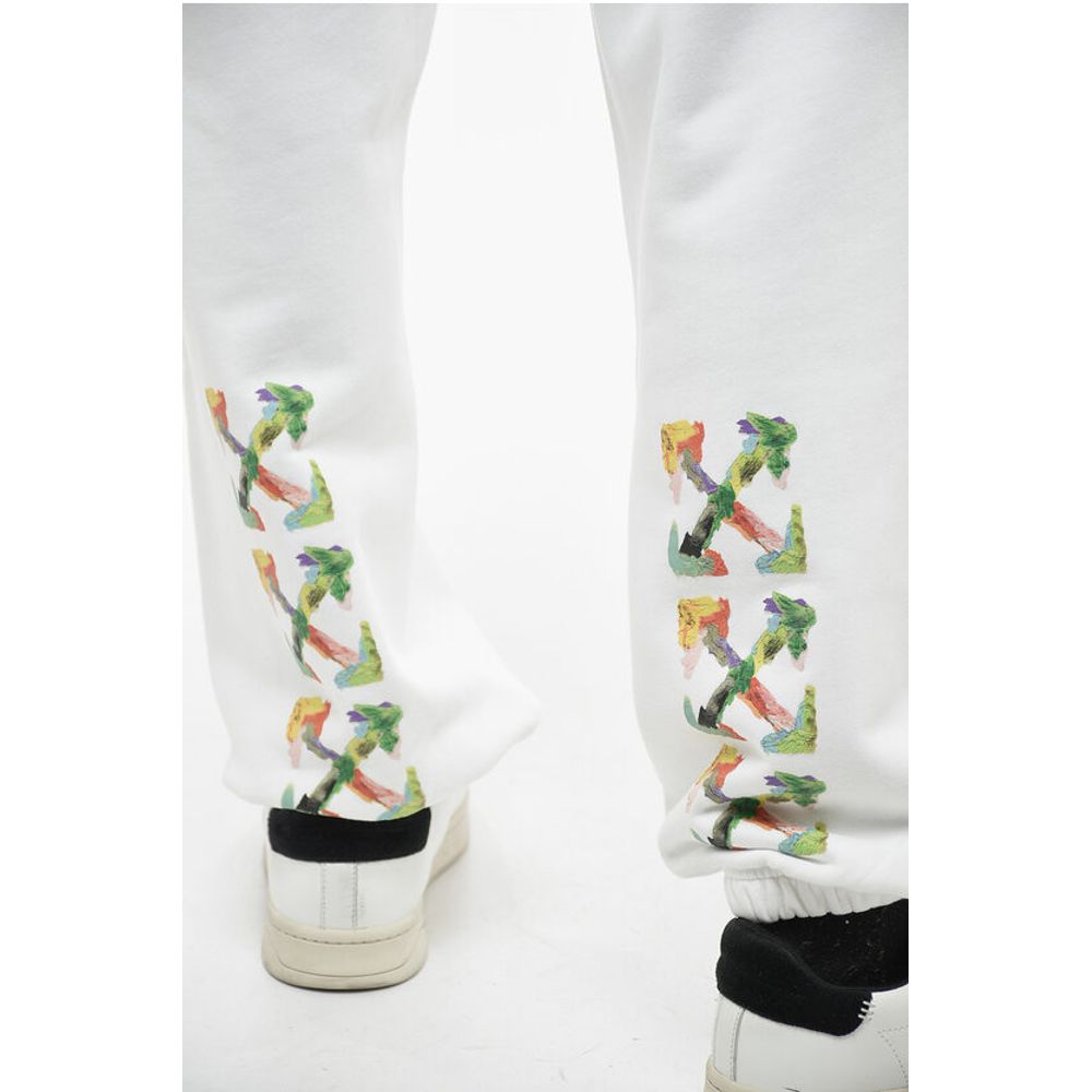 Off-White Cotton BRUSH ARROW Sweatpants with Graphic Print - Image 3