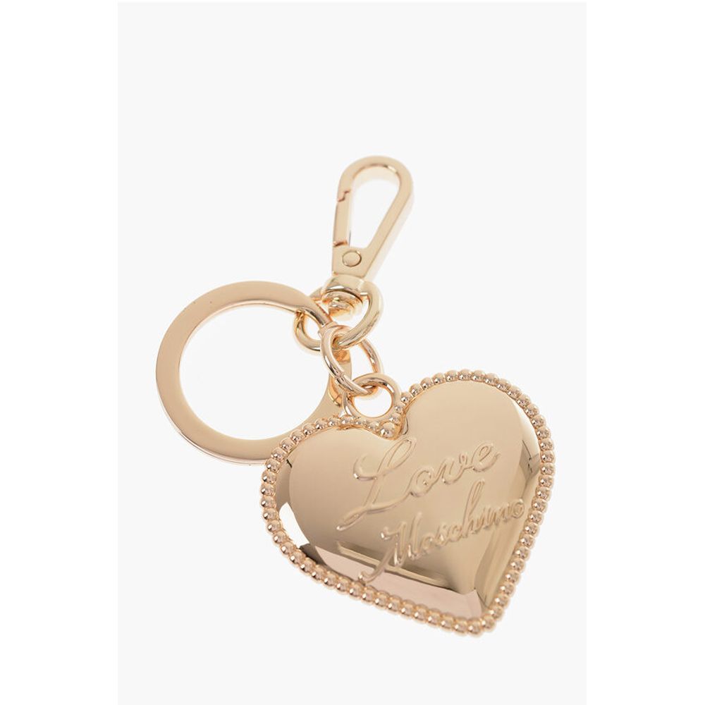 Moschino LOVE Golden-Effect keyring with Heart-Shaped Charm