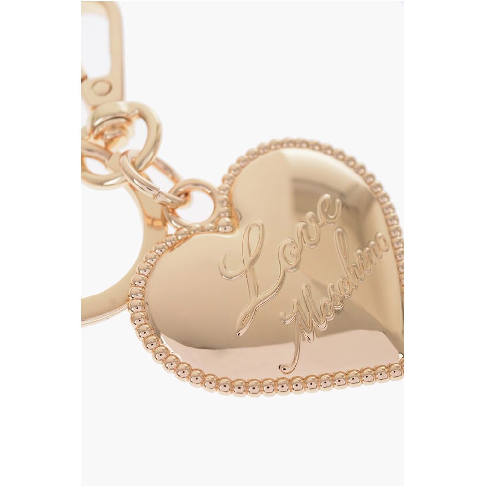 Moschino LOVE Golden-Effect keyring with Heart-Shaped Charm - Image 2
