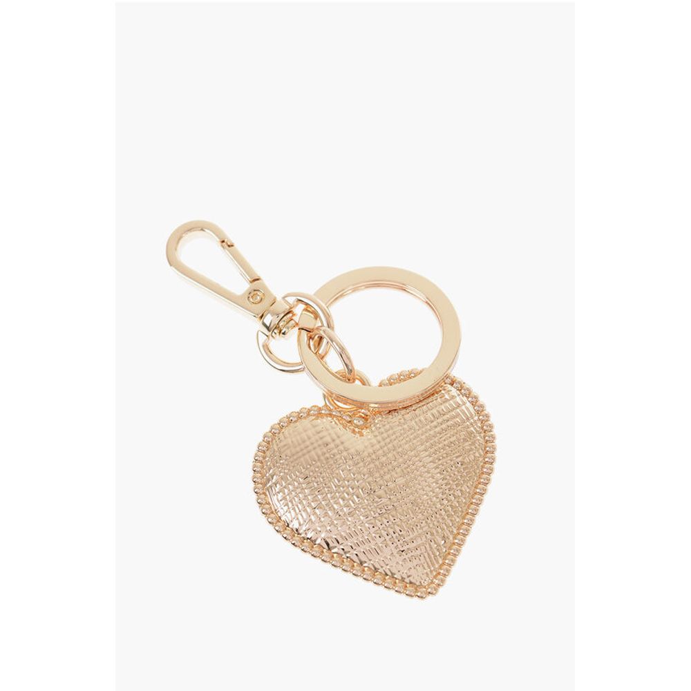 Moschino LOVE Golden-Effect keyring with Heart-Shaped Charm - Image 3